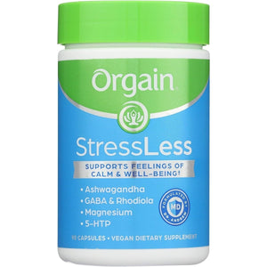 Orgain Stressless - Vegan Stress Relief Supplement 90 Count 30 Day Supply - Suppviv