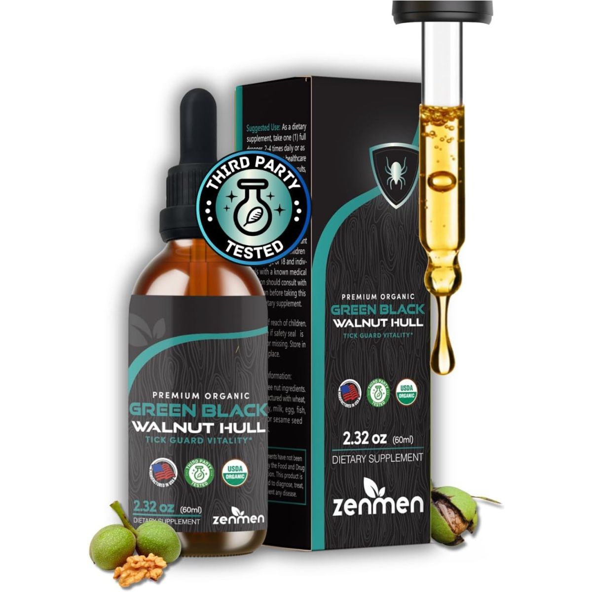 Organic Green Black Walnut Tincture & Immune Support 60Ml 1 PACK - Suppviv