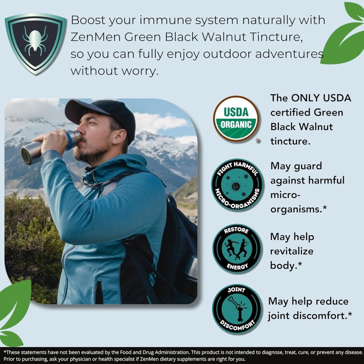 Organic Green Black Walnut Tincture & Immune Support 60Ml 1 PACK - Suppviv