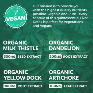 Organic Liver Cleanse Detox & Repair - Liver Health Support Supplement - 60 Capsules.
