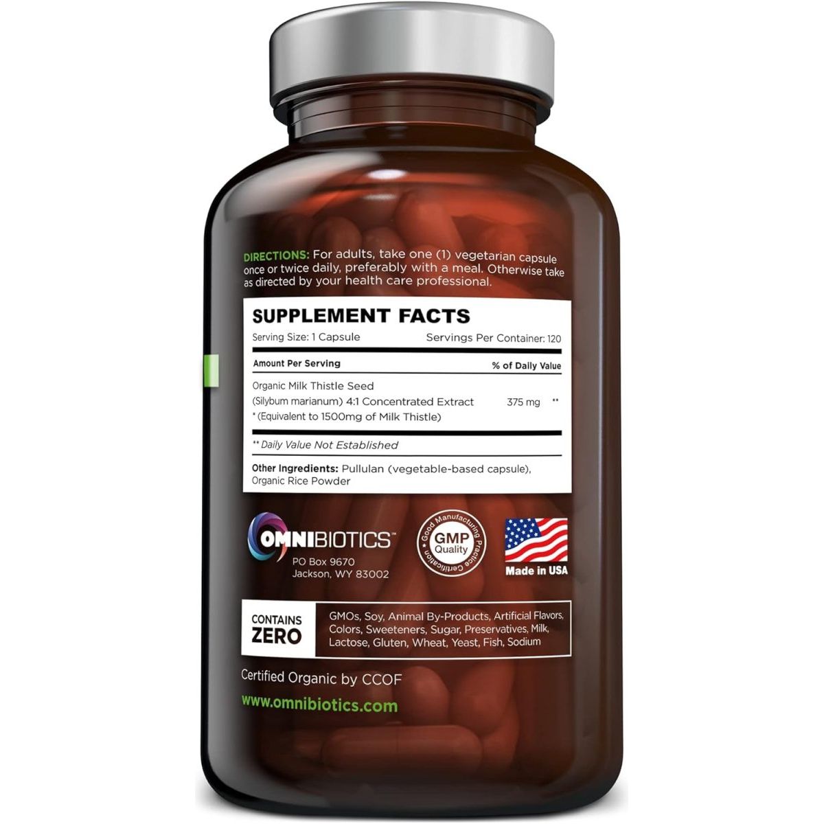 Organic Milk Thistle 1500Mg Milk Thistle Supplement 120 Capsules - Suppviv