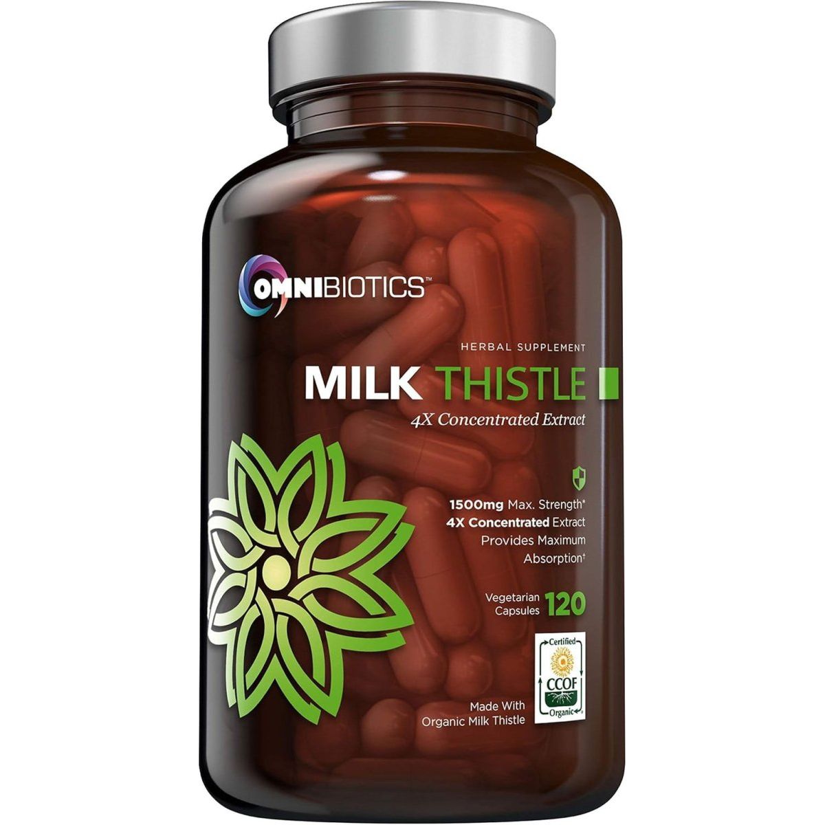 Organic Milk Thistle 1500Mg Milk Thistle Supplement 120 Capsules - Suppviv
