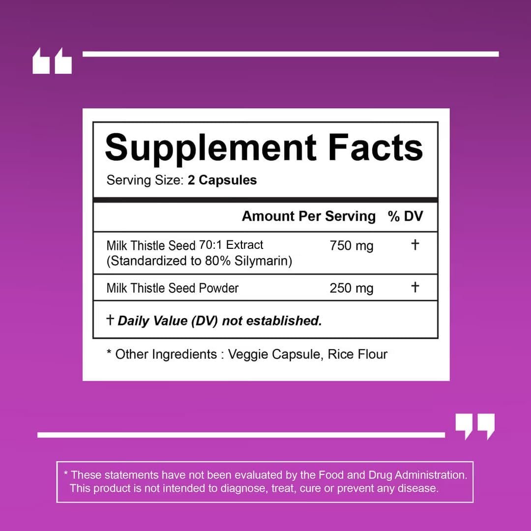 Organic Milk Thistle Liver Cleanse Detox & Repair 60 Capsules - Suppviv