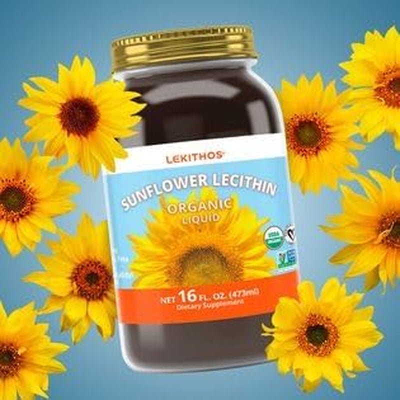 Organic Sunflower Lecithin Liquid - 16 Fl Oz - Certified USDA Organic - Cold Pressed (Solvent Free) - Non - Gmo Project Verified - Suppviv