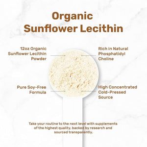 Organic Sunflower Lecithin Powder, 12Oz – Naturally Occurring Phosphatidyl Choline – Lactation Supplement for Women - Suppviv