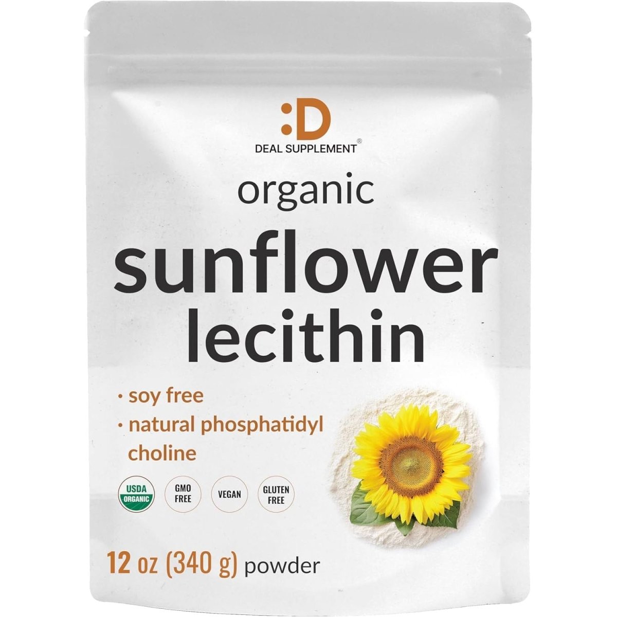 Organic Sunflower Lecithin Powder, 12Oz – Naturally Occurring Phosphatidyl Choline – Lactation Supplement for Women - Suppviv