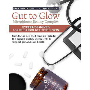 Oxiceutics - Gut to Glow – 120 Capsules - Supports Skin’S Youthful Appearance with Marine Collagen, Hyaluronic Acid & Astaxanthin - Suppviv