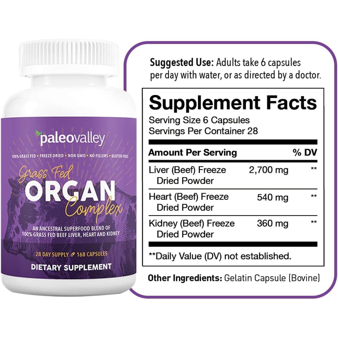 Paleovalley Grass Fed Beef Organ Complex 1 Bottle - Suppviv