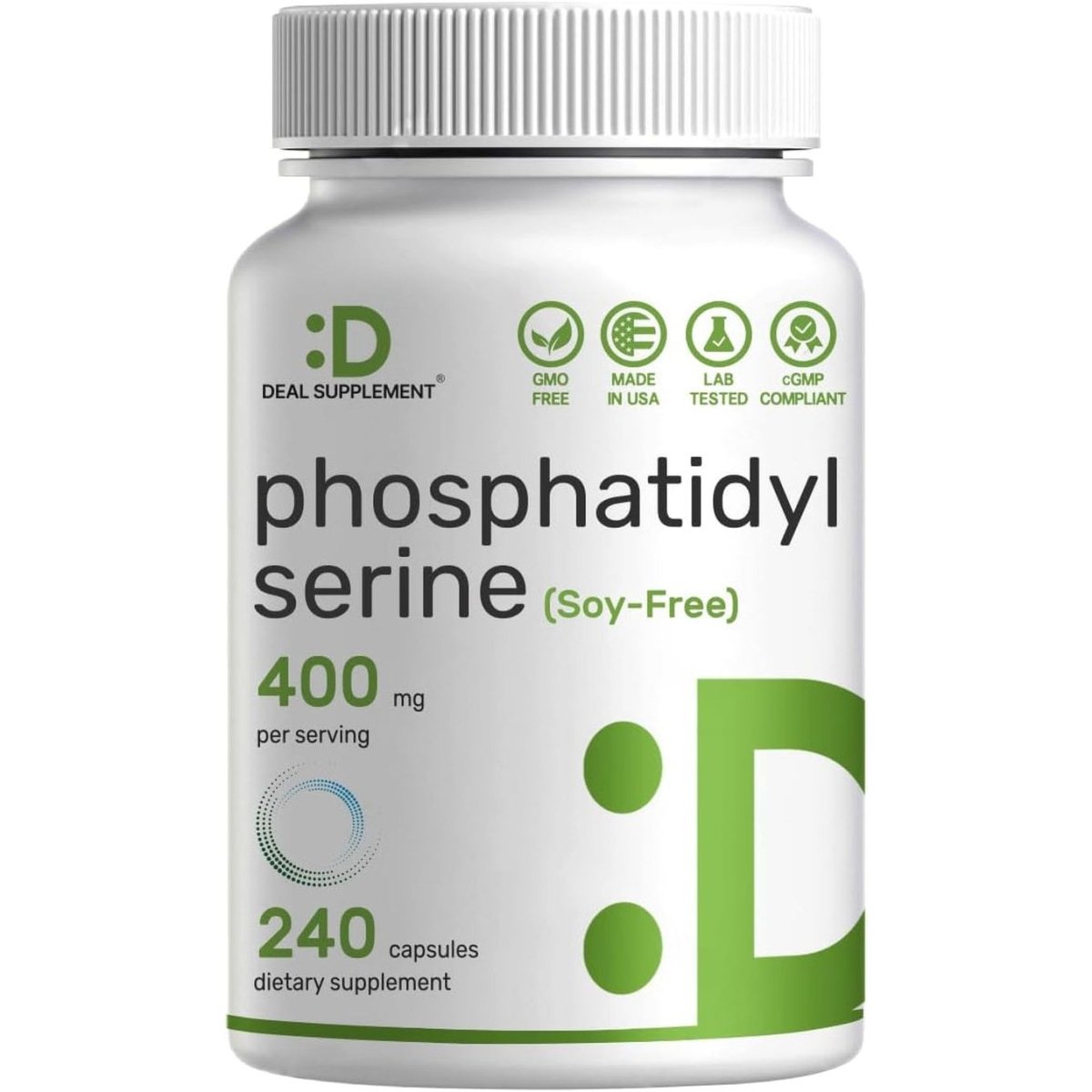 Phosphatidylserine Supplement, 400Mg Serving, 240 Capsules – Soy Free Sunflower Lecithin Source - Suppviv