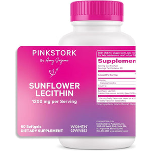 Pink Stork Sunflower Lecithin Supplement - 1200 Mg for Clogged Milk Ducts - Supports Breast Milk Flow - 60 Softgels - Suppviv