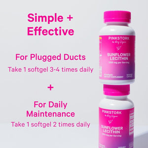 Pink Stork Sunflower Lecithin Supplement - 1200 Mg for Clogged Milk Ducts - Supports Breast Milk Flow - 60 Softgels - Suppviv