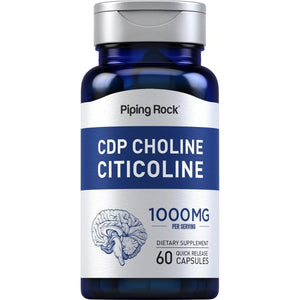 Piping Rock CDP Choline Citicoline 1000Mg | 60 Quick Release Capsules Non - Gmo, Gluten Free Dietary Supplement - Suppviv