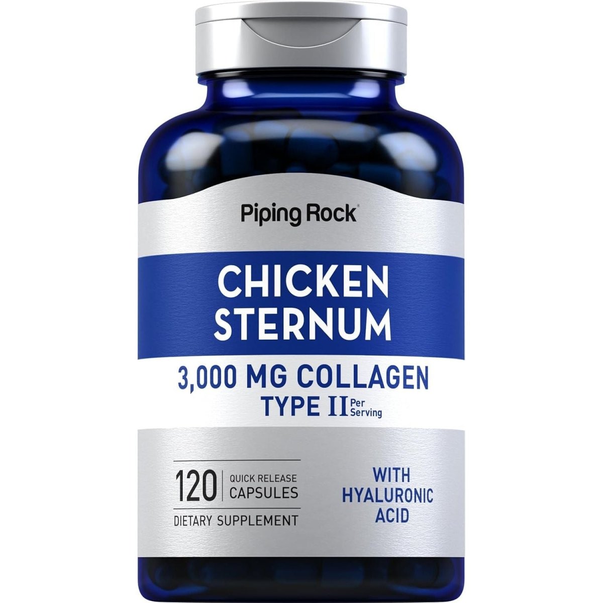 Piping Rock Chicken Sternum Type II Collagen Supplement | 3000Mg | 120 Capsules | with Hyaluronic Acid | Non - Gmo, Gluten Free - Suppviv