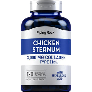 Piping Rock Chicken Sternum Type II Collagen Supplement | 3000Mg | 120 Capsules | with Hyaluronic Acid | Non - Gmo, Gluten Free - Suppviv