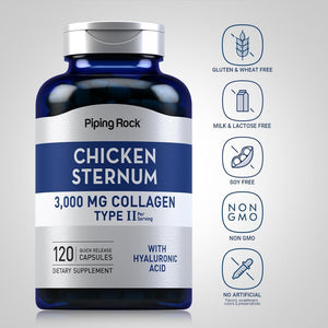 Piping Rock Chicken Sternum Type II Collagen Supplement | 3000Mg | 120 Capsules | with Hyaluronic Acid | Non - Gmo, Gluten Free - Suppviv