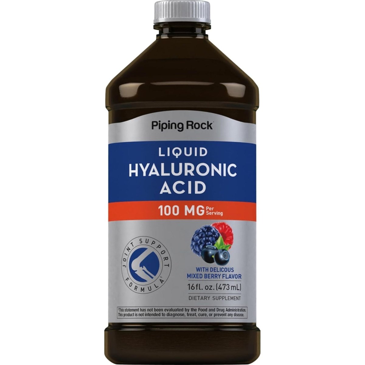 Piping Rock Hyaluronic Acid Supplements 100Mg | 16 Fl Oz | Mixed Berry Flavor - Suppviv