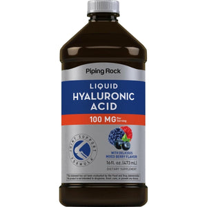 Piping Rock Hyaluronic Acid Supplements 100Mg | 16 Fl Oz | Mixed Berry Flavor - Suppviv