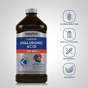 Piping Rock Hyaluronic Acid Supplements 100Mg | 16 Fl Oz | Mixed Berry Flavor - Suppviv
