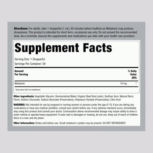 Piping Rock Liquid Melatonin 10Mg | 2 Fl Oz Drops | Berry Flavo Gluten Free Supplement - Suppviv