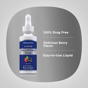 Piping Rock Liquid Melatonin 10Mg | 2 Fl Oz Drops | Berry Flavo Gluten Free Supplement - Suppviv