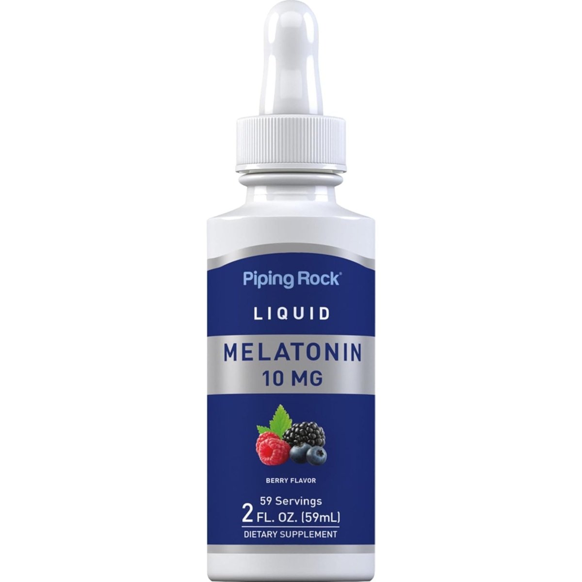 Piping Rock Liquid Melatonin 10Mg | 2 Fl Oz Drops | Berry Flavo Gluten Free Supplement - Suppviv