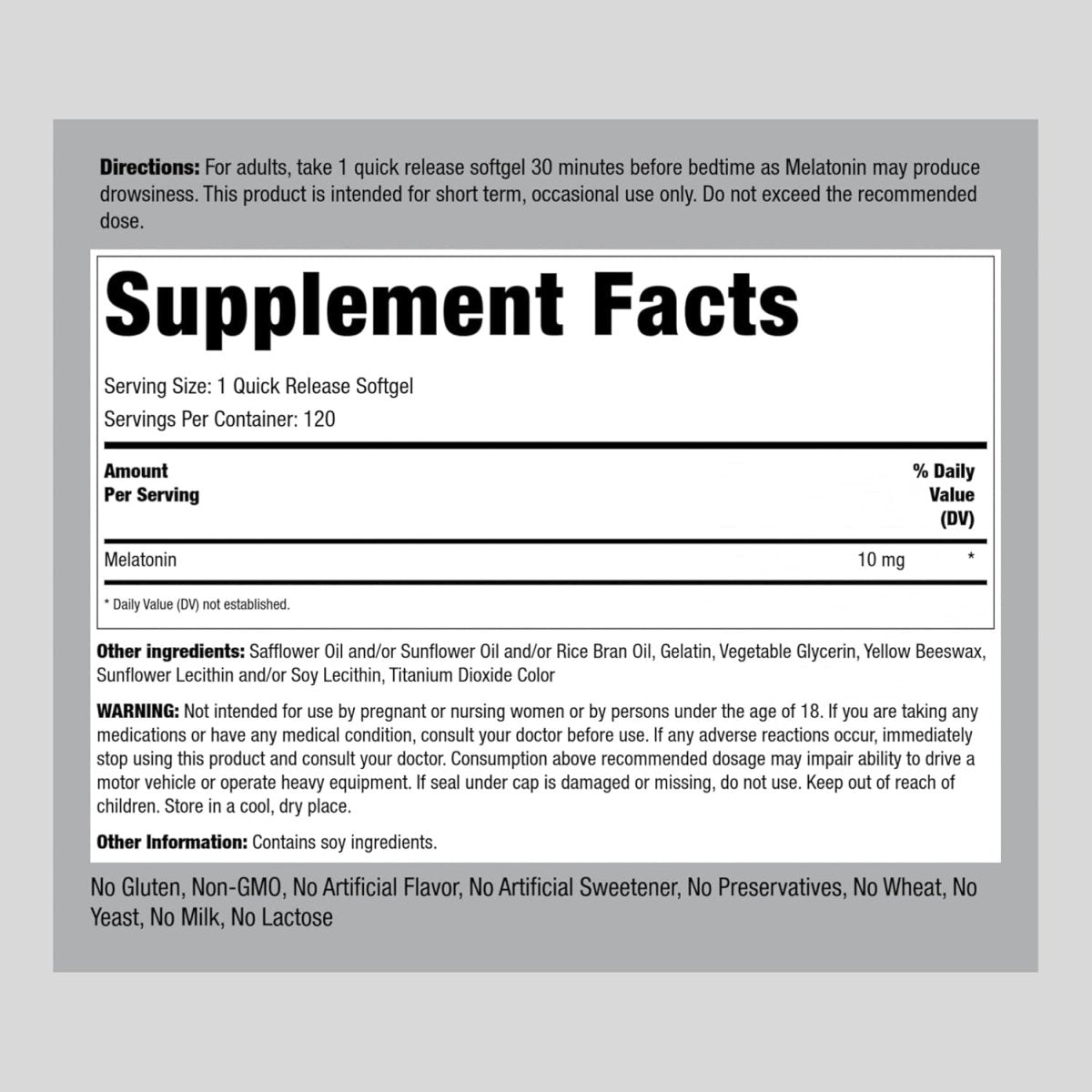 Piping Rock Melatonin 10Mg - 120 Capsules - Suppviv