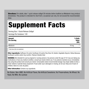 Piping Rock Melatonin 10Mg - 120 Capsules - Suppviv