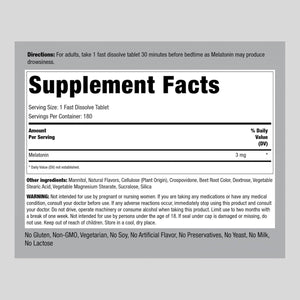 Piping Rock Melatonin 3Mg | 180 Fast Dissolve Tablets | Berry Flavor | Adult Support Formula | Non - Gmo, Gluten Free - Suppviv