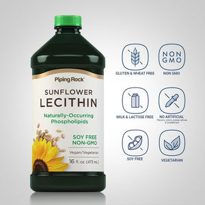 Piping Rock Sunflower Lecithin Liquid Supplement | 16 Oz Oil | Naturally - Occurring Phospholipids | Soy Free - Suppviv