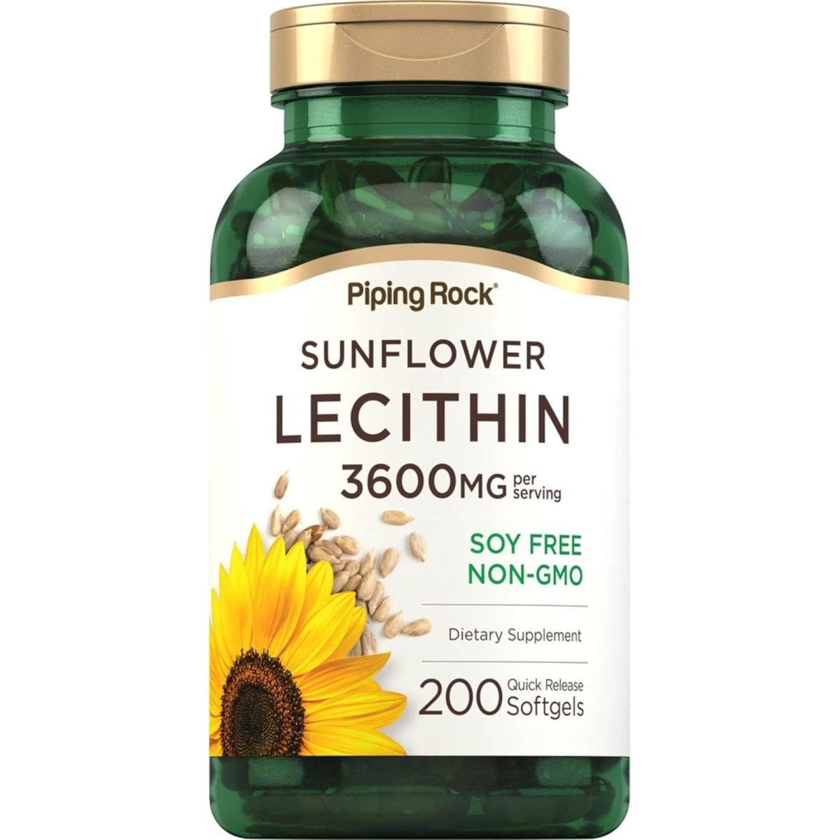 Piping Rock Sunflower Lecithin Softgel Capsules | 200 Count | Rich in Phosphatidylcholine | Soy Free, Non - Gmo, Gluten Free - Suppviv