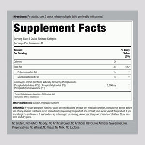 Piping Rock Sunflower Lecithin Softgel Capsules | 3600 Mg | 120 Count | Rich in Phosphatidylcholine | Soy Free, Non - Gmo, Gluten Free - Suppviv