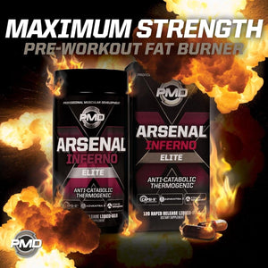 PMD Sports Arsenal X Inferno Superior Fast - Acting Liquid Gel Thermogenic 120 Liquid Gels - Suppviv