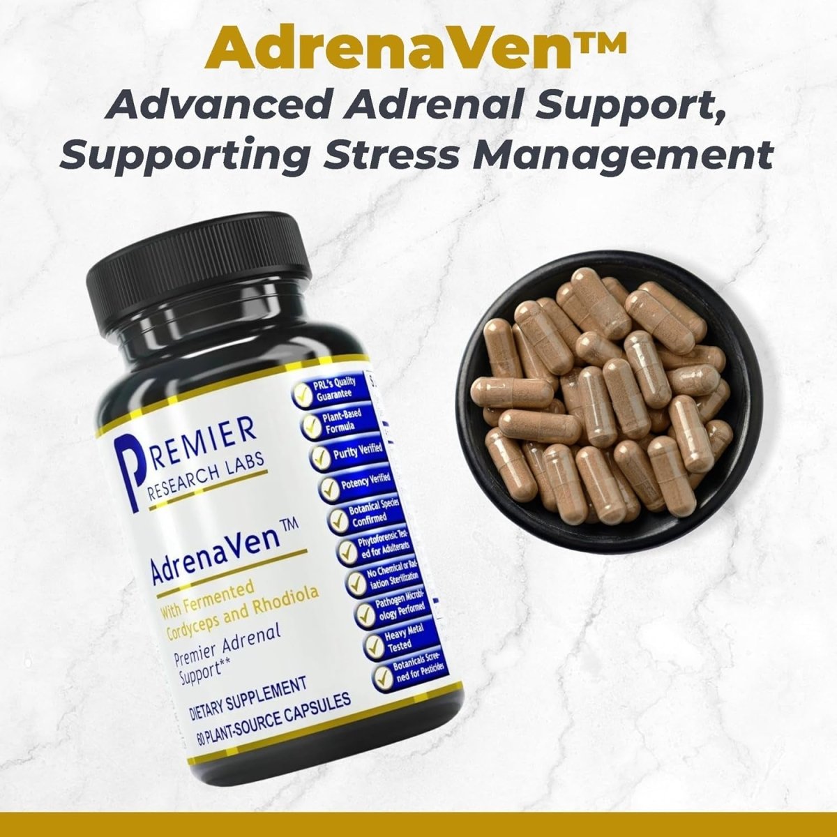Premier Research Labs: 30 Servings - Adrenaven - Adrenal Health Supplement (60 Capsules) - Suppviv