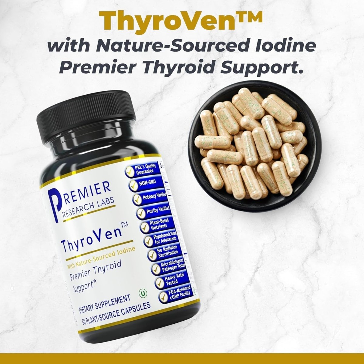 Premier Research Labs Thyroven - Thyroid Support for Women & Men 60 Capsules 1 PACK - Suppviv