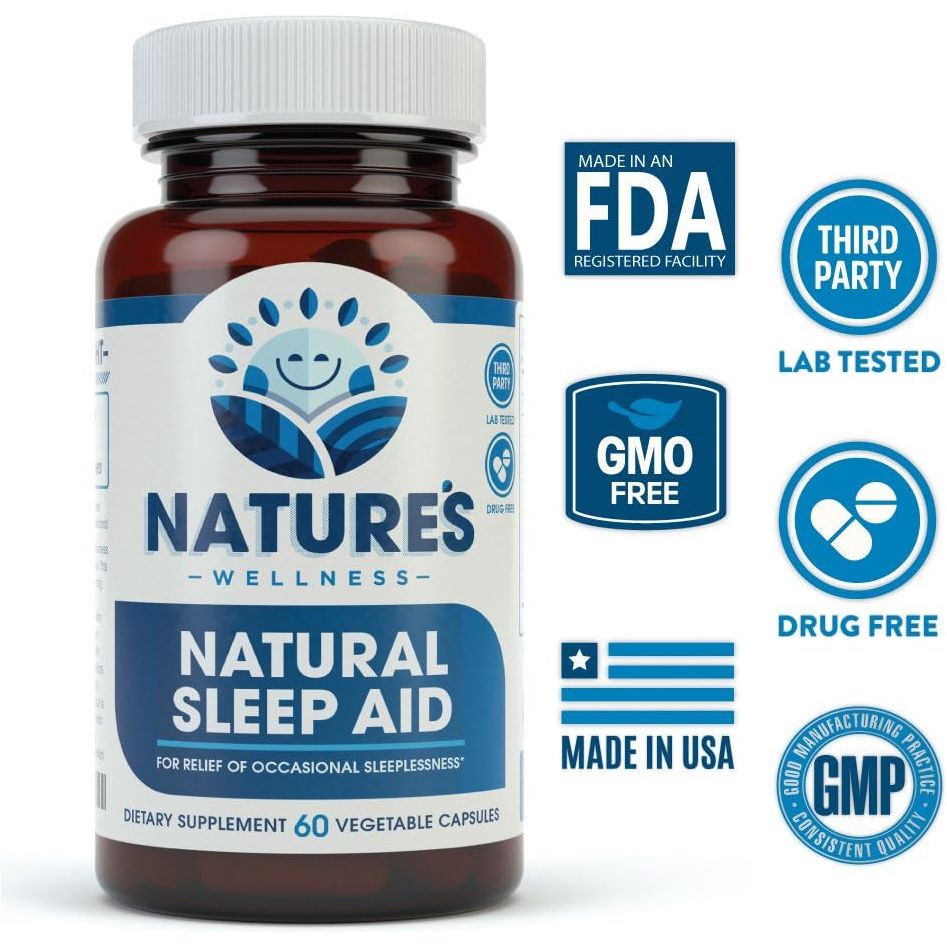 Premium Natural Sleep Aid for Adults - Effective Relief 60 Capsules - Suppviv