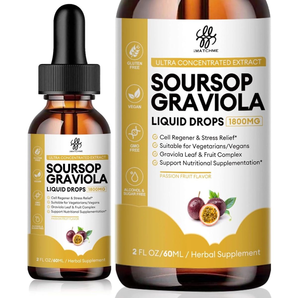 Premium Soursop Graviola for Digestion, Support Healthy Skin & Sleep 2 Fl Oz - Suppviv