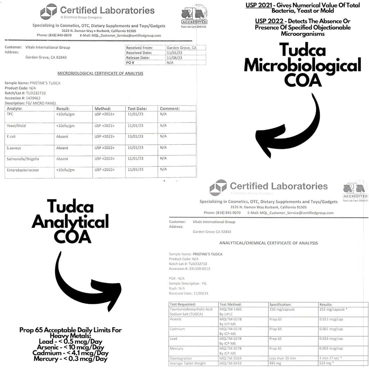 PRISTINE'S Tudca 500MG Liver Support & Purified Bile Salts Supplement Capsules - 30 Day Supply - Suppviv
