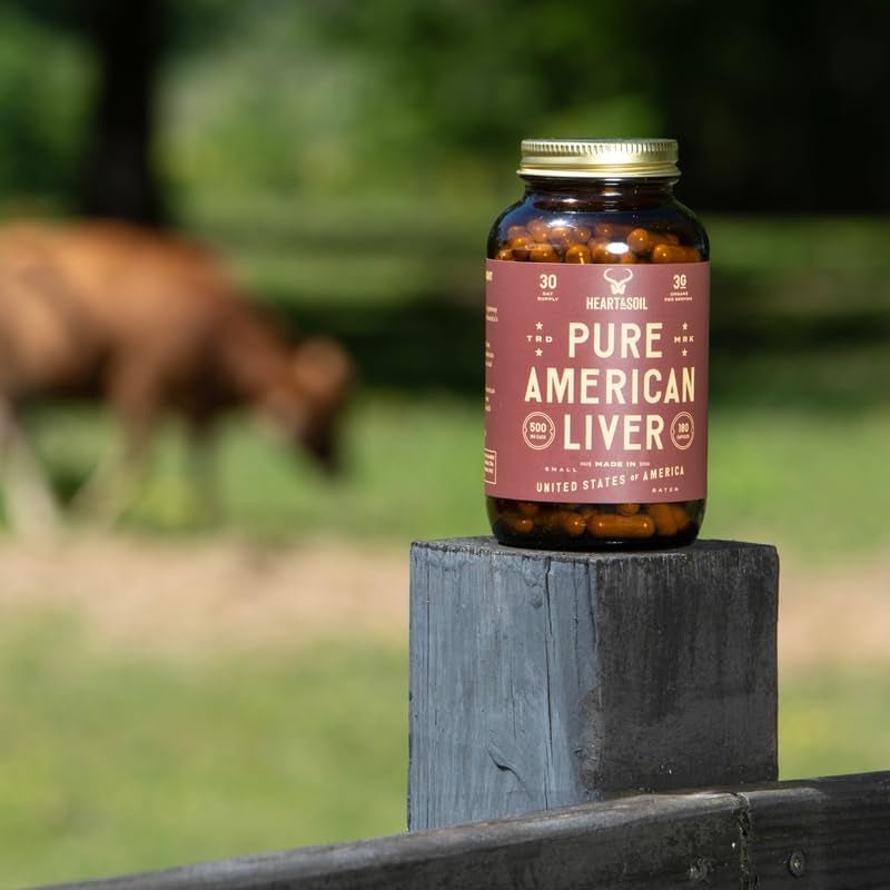 Pure American Beef Liver Capsules - Grassfed Beef Liver Supplement (180 Capsules) - Suppviv