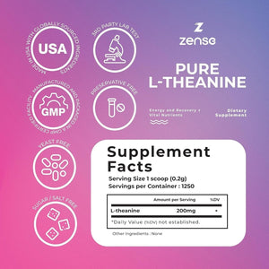 Pure L - Theanine Powder - Natural L - Theanine Supplement 1250 Servings (266 Grams) - Suppviv