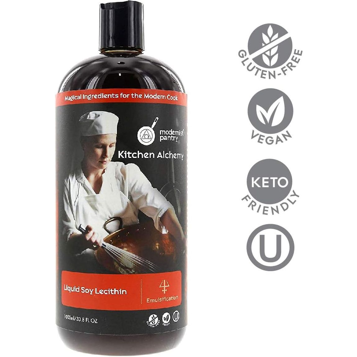 Pure Liquid Soy Lecithin Gluten - Free Vegan OU Kosher Certified - 1L/33.8Oz - Suppviv