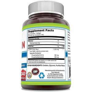 Pure Naturals Lecithin 1200 Mg Softgels Supplement | High Potency | Non - Gmo | Gluten Free (240 Count) - Suppviv