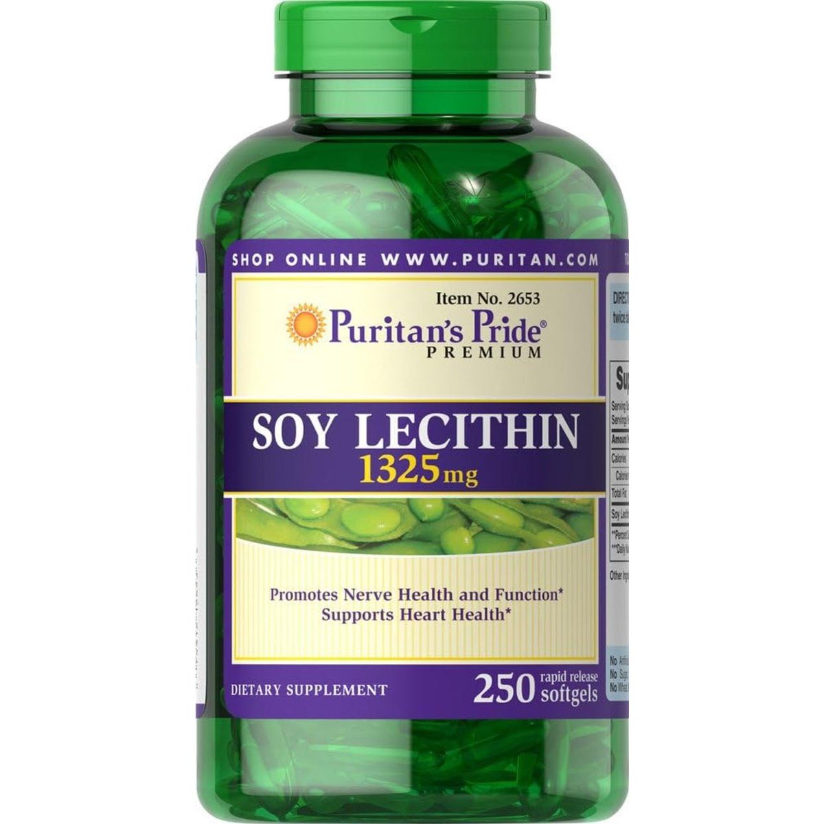 Puritan'S Pride Soy Lecithin 1325 Mg, Heart Support, 250 Count - Suppviv