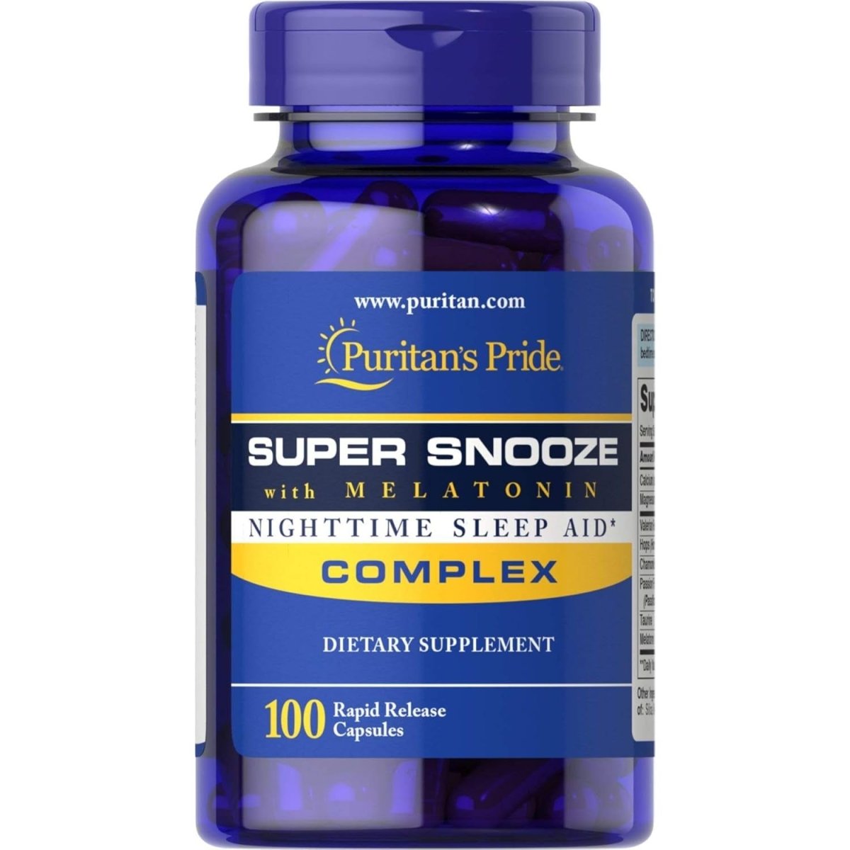 Puritan'S Pride Super Snooze with Melatonin Rapid Release Capsules 100 Count - Suppviv
