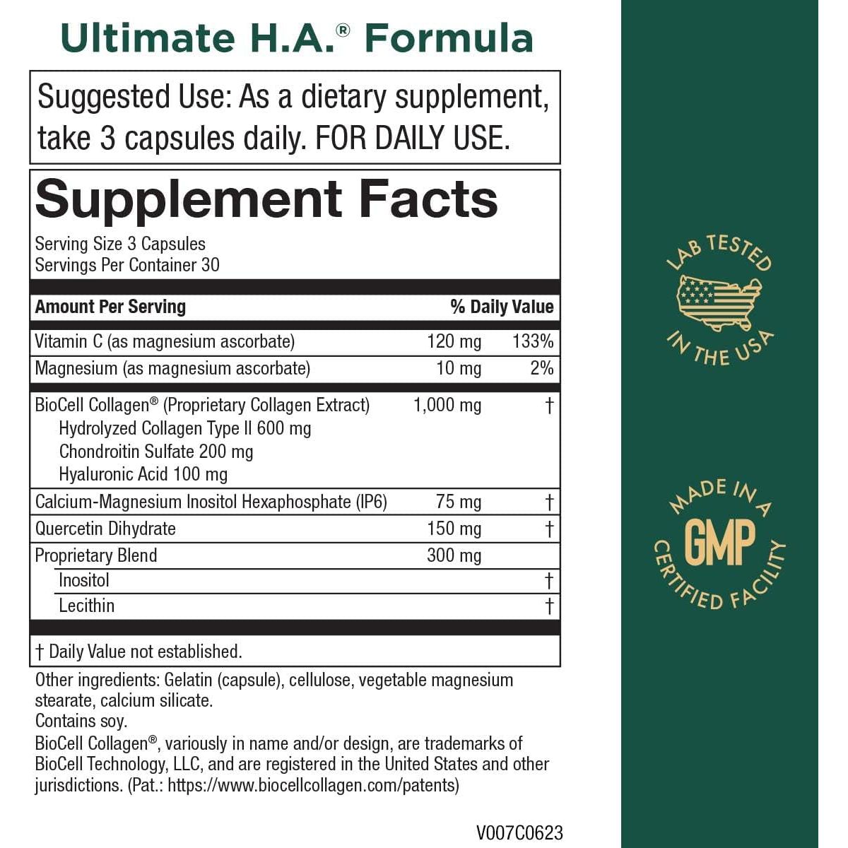 Purity Products Ultimate H.A. Formula - Dynamic Hyaluronic Acid Support for the Joints and Skin - 90 Count - Suppviv