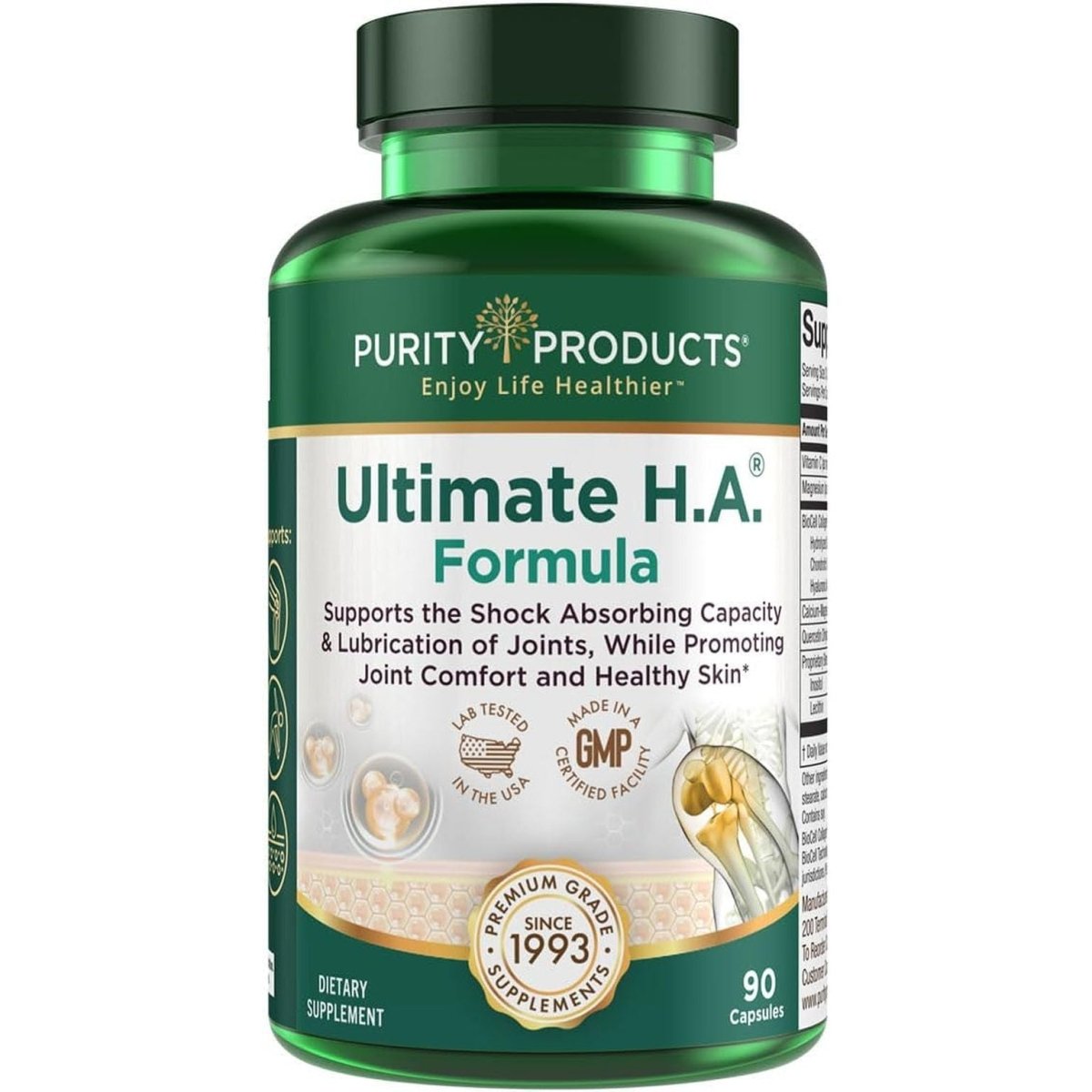 Purity Products Ultimate H.A. Formula - Dynamic Hyaluronic Acid Support for the Joints and Skin - 90 Count - Suppviv