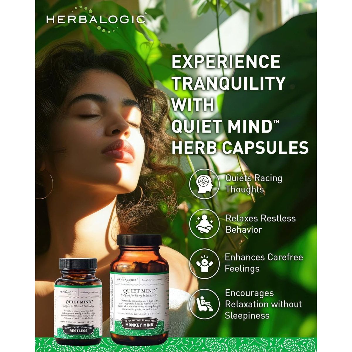 Quiet Mind Herb Capsules - Non - Sedating, Promotes a Feeling of Zen - Like Calm - Suppviv