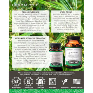 Quiet Mind Herb Capsules - Non - Sedating, Promotes a Feeling of Zen - Like Calm - Suppviv