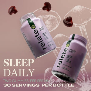 Relate Sleep Daily Gummies - Mushroom & Infused Sleep Support 60 Count - Suppviv