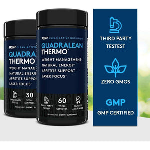 RSP Nutrition Quadralean Thermogenic Fat Burner for Men & Women, Weight Loss Supplement, 60 Serv.