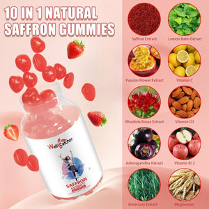 Saffron Gummies for Adults Kids - Organic Saffron Extract Supplement for Men & Women 30 Days Supply - Suppviv